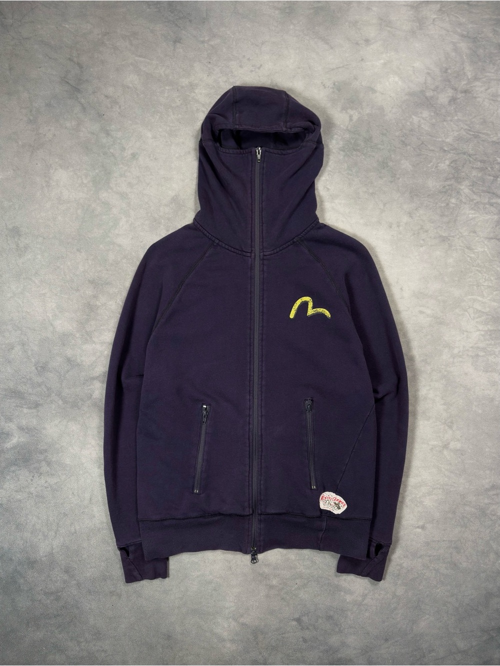 EVISU JAPAN Vintage Purple Y2K Archive Full Zip Washed Faded Ninja Hoodie Rare